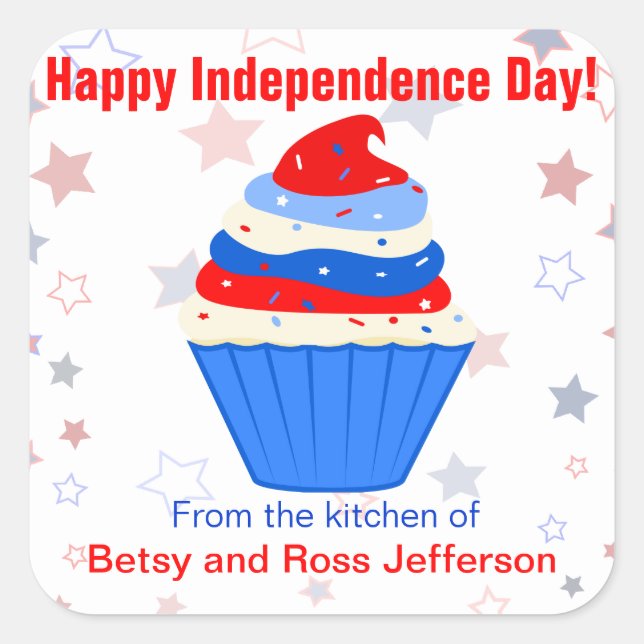 Stickers Personnalisés de Cupcake Rouge, Blanc et  (Devant)