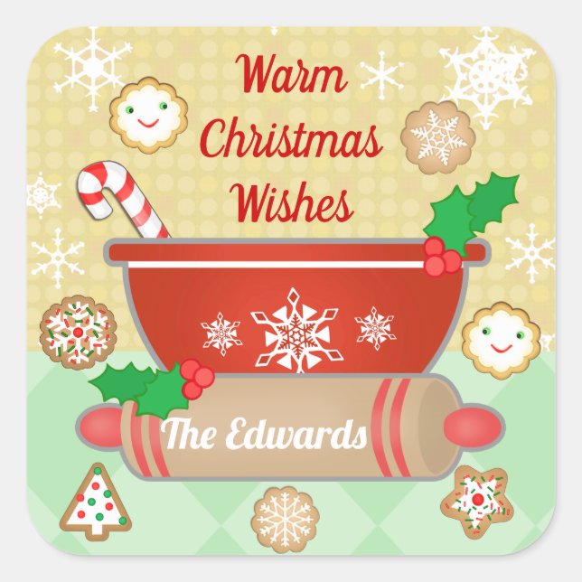 Stickers personnalisés de pâtisserie de Noël (Devant)