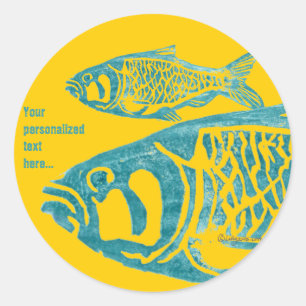 Stickers Personnalisés Poissons Bleus Orange