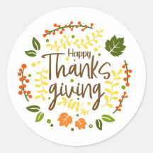 Stickers personnalisés ronds bon thanksgiving JCoC