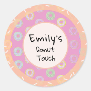 Stickers Personnalisés Roses Touches À Donut Rond