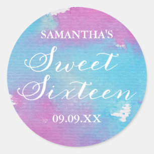 Stickers personnalisés Sweet sixteen aquarelle