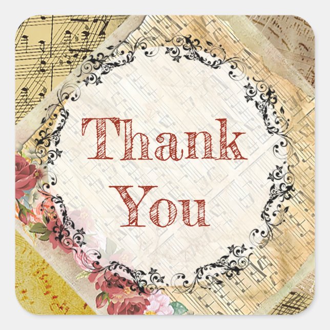 Stickers Personnalisés vintage Sheet Music Rose (Devant)