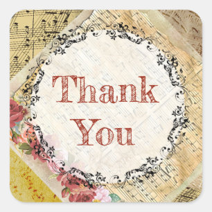 Stickers Personnalisés vintage Sheet Music Rose