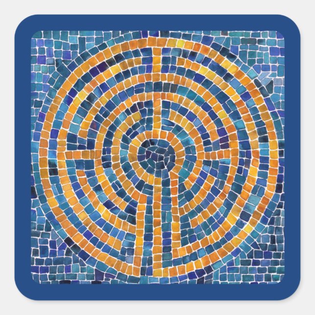 Stickers petit Carré LABYRINTH IV - Bleu (Devant)