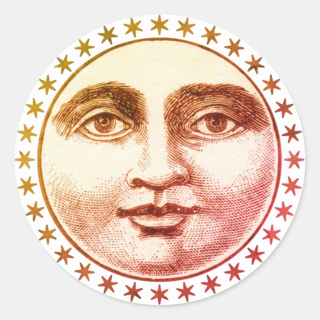 Stickers Phoque Cadeau Visage Lune Et Étoiles (Devant)
