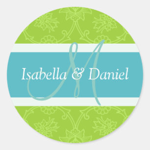 Stickers Phoque Monogramme Vert Et Bleu