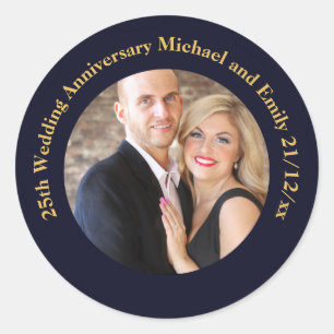 Stickers PHOTO ANNIVERSAIRE mariage Marine Gold