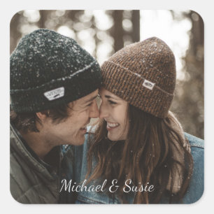 Stickers photo avec texte personnalisé en bas