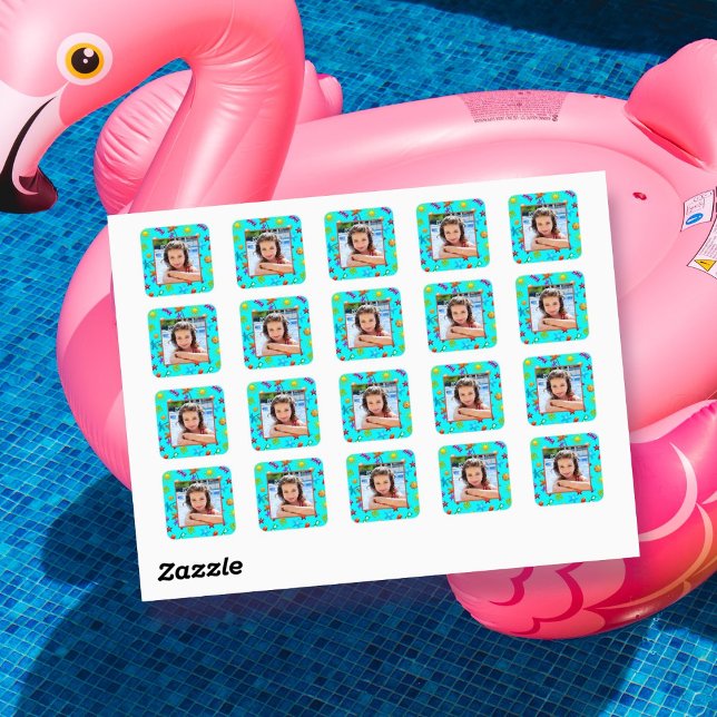 Stickers photo bleu Aqua Motif été (Créateur téléchargé)