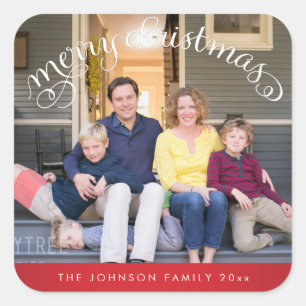 Stickers photo Carré rouge Joyeux Noël