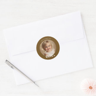 Stickers photo de premier anniversaire en Brown