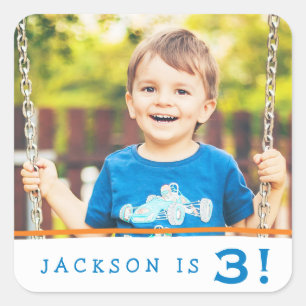 Stickers Photo Personnalisée Anniversaire / Bleu o