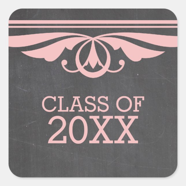 Stickers Pink Deco Chalkboard Graduation (Devant)