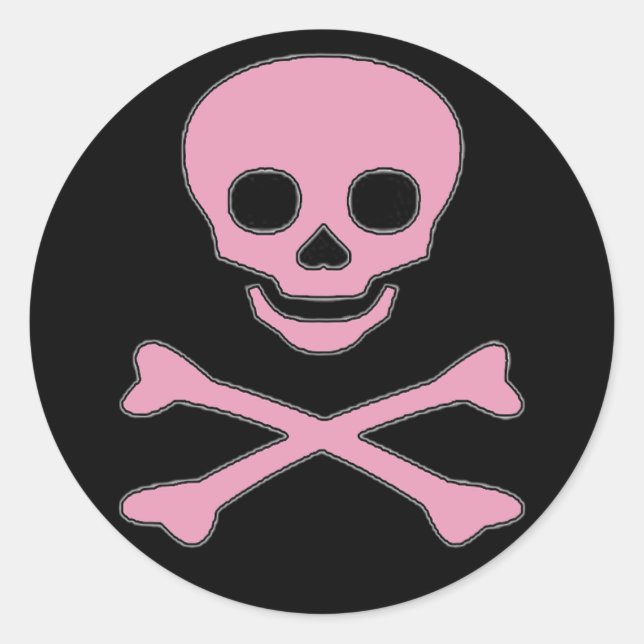 Stickers Pirate fille Jolly roger rose (Devant)