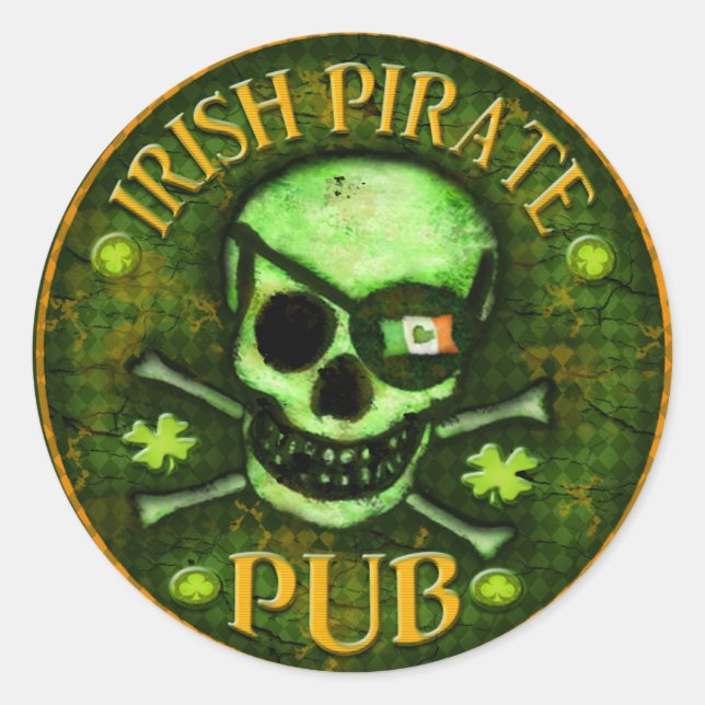 Stickers Pirate Irlandais St. Patrick's Day (Devant)
