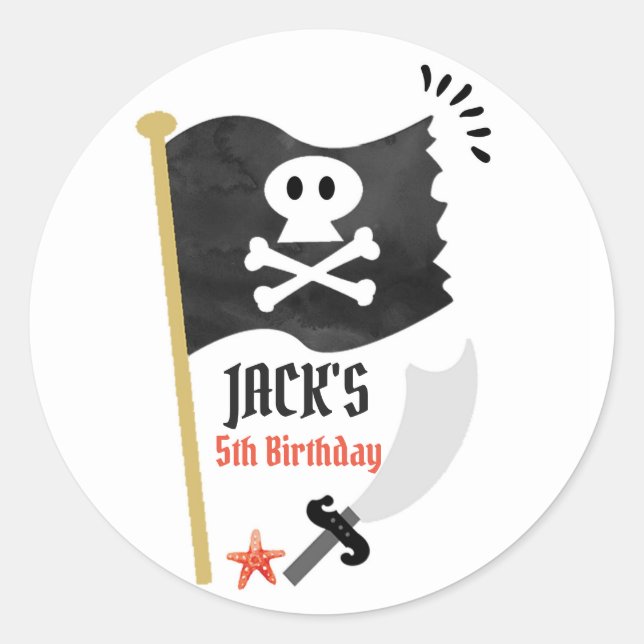Stickers Pirate Pirate Birthday Party Boy (Devant)