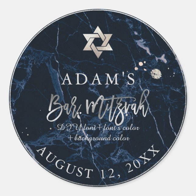 Stickers PixDezines Marble Mitzvah/Bleu de minuit (Devant)
