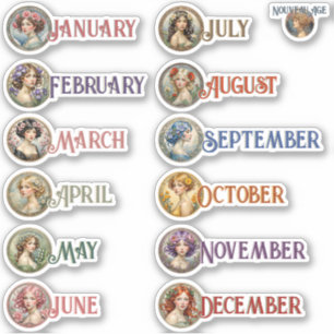 Stickers Planner Art Nouveau Floral Girls mensuels