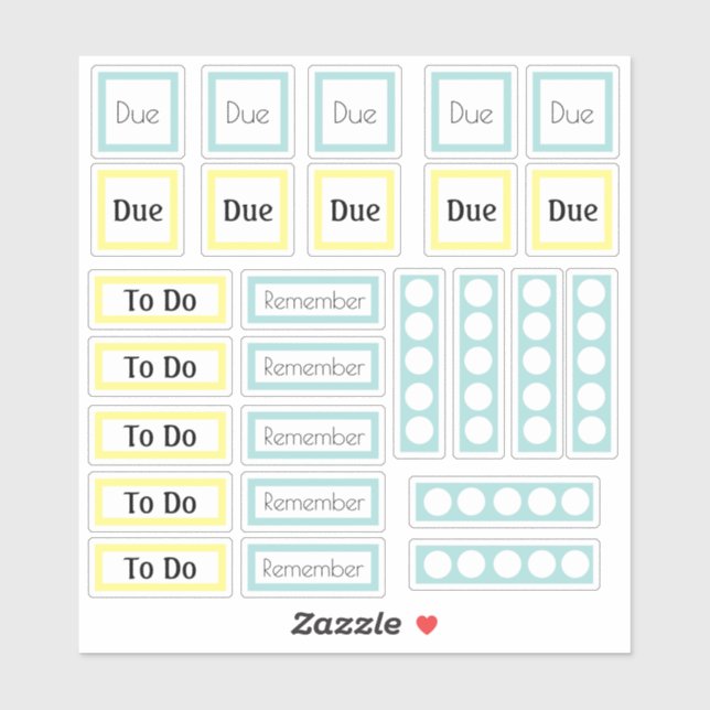 Stickers Planner bleu jaune à faire et à se souven (Feuille)