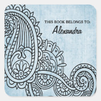 Stickers Plate-forme Motif Mehndi Bleu