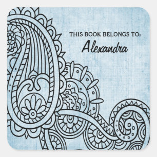 Stickers Plate-forme Motif Mehndi Bleu
