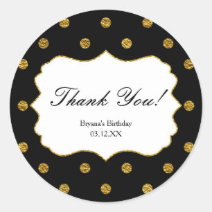 Stickers Pois Black & Gold Faux