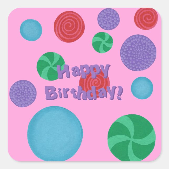 Stickers Pois d'anniversaire coloré amusant (Devant)