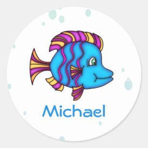 Stickers poisson bleu personnalisé