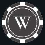 Stickers Poker Chip Wedding - Noir<br><div class="desc">Design mariage élégant et contemporain à thème casino en rouge,  noir et blanc par Shelby Allison. Cliquez sur le lien Casino Mariage Collection pour voir les articles correspondants,  y compris les invitations,  les cartes rsvp,  les faveurs,  les autocollants et plus encore.</div>