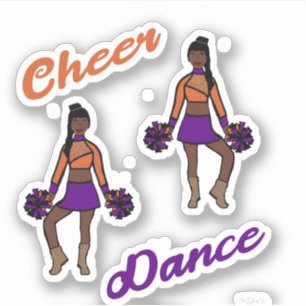 Stickers Pom Dance Cheer (Orange Violet)