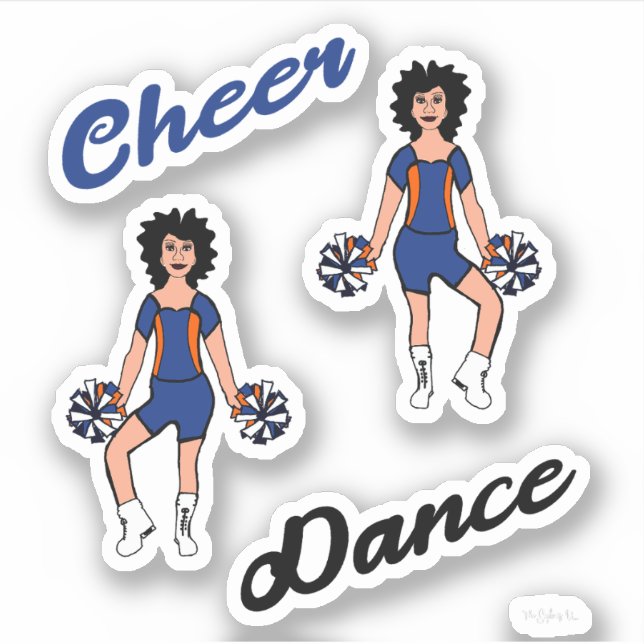 Stickers Pom Danse Cheer (Bleu Orange) (Devant)