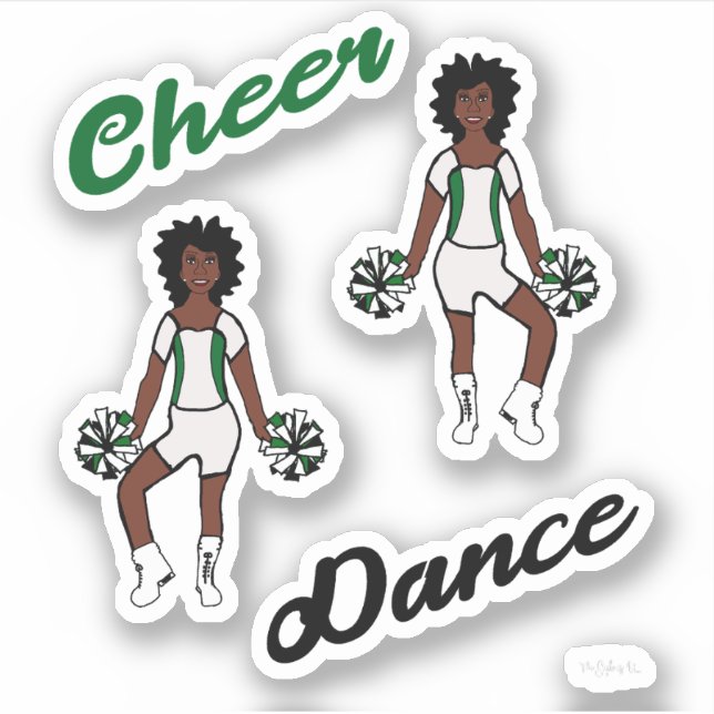 Stickers Pom Danse Cheer (Vert Blanc) (Devant)