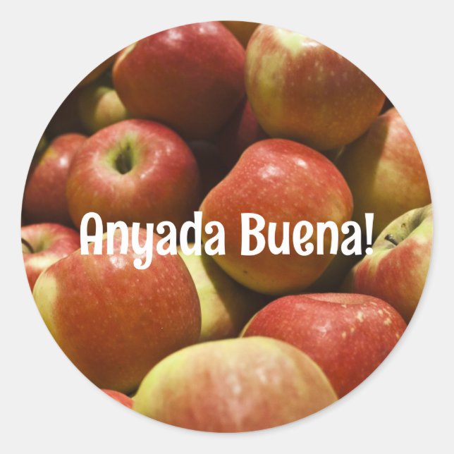 Stickers Pomme Rosh Hashanah avec Ladino Salutatio (Devant)