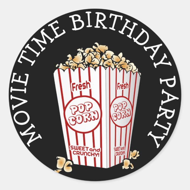 Stickers Popcorn fête d'anniversaire (Devant)