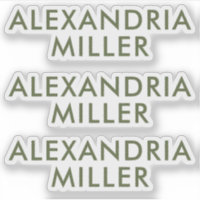 Stickers Portable Monogramme vert olive personnali