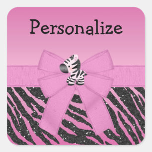 Stickers Poster de animal rose Zebra, Bow & Partie