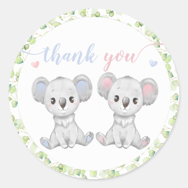 Stickers pour Koala Gender Reveal Party. (Devant)