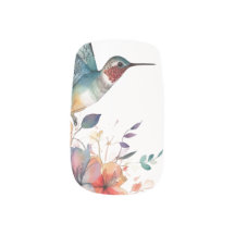 Enveloppes à ongles florales de colibris
