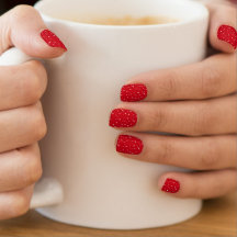 Étoiles blanches sur Bright Red Winter Minx Nail A