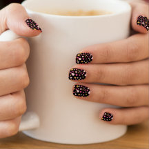 Motif Coeur rose et Parties scintillant Noir