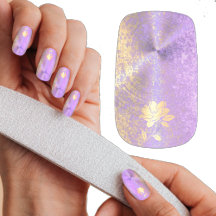 Paillettes Violet Élégant et Fleurs Métalliques