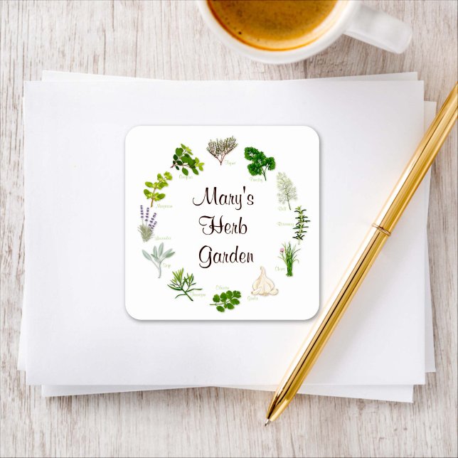 Stickers pour votre jardin d'herbes (Stickers for your herb garden. Fragrant, flavorful herbs and spices, customize with your text. )
