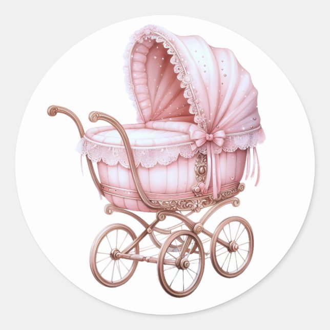 Stickers Pram Bébé Rose (Devant)