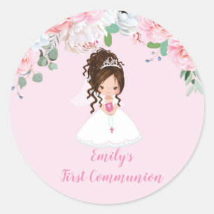 Stickers Première Communion Fille, Brunette Updo