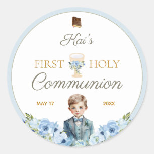Stickers Première Sainte Communion Dusty Blue pour