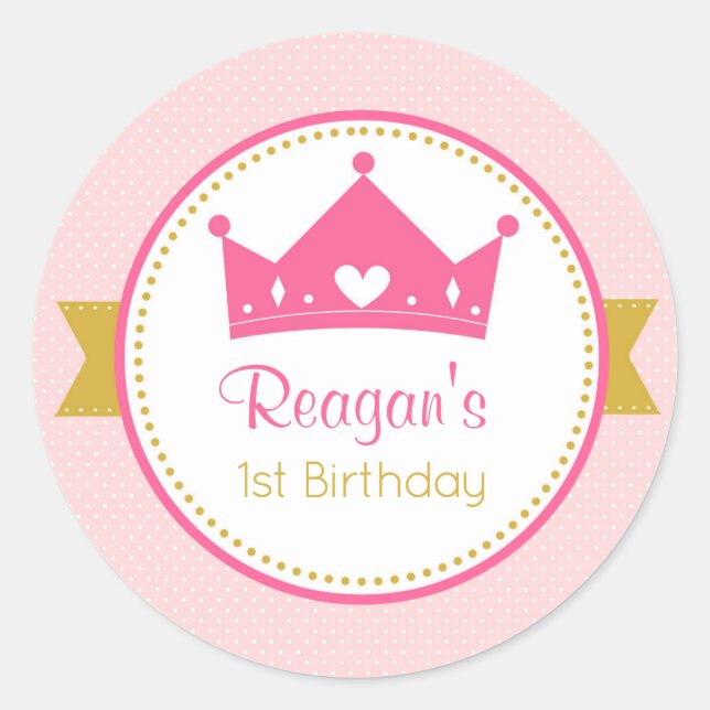 Stickers Princesse - Anniversaire Favor (Or rose) (Devant)