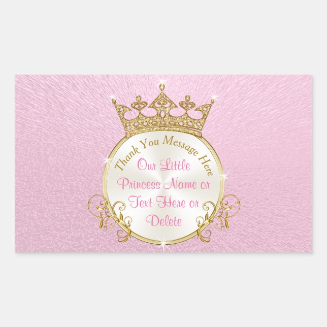 Stickers Princesse Personnalisée, Rose, Tiare Or (Devant)