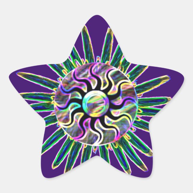 Stickers Psychédélique Fleur Star (Devant)