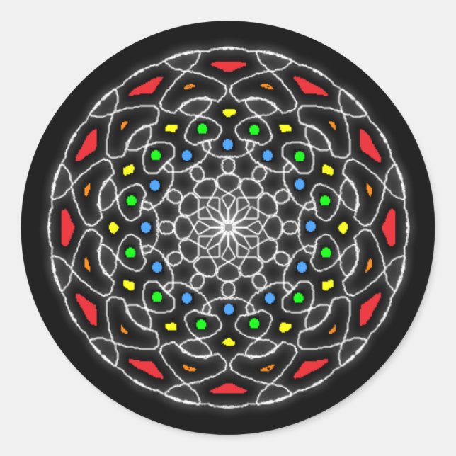 Stickers psychédélique kaléidoscope coloré (Devant)